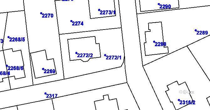 Parcela st. 2272/1 v KÚ Zbraslav, Katastrální mapa