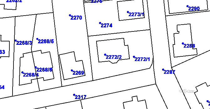 Parcela st. 2272/2 v KÚ Zbraslav, Katastrální mapa
