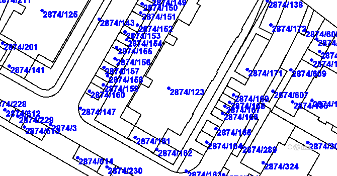 Parcela st. 2874/123 v KÚ Zbraslav, Katastrální mapa