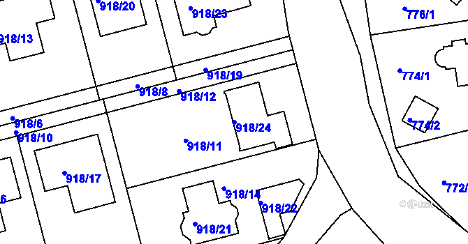 Parcela st. 918/24 v KÚ Zbraslav, Katastrální mapa