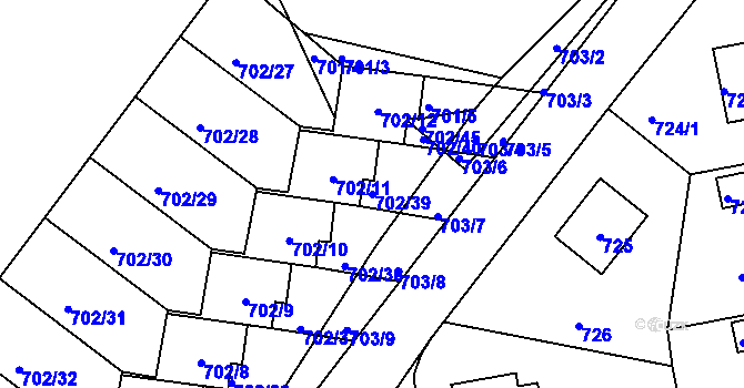 Parcela st. 702/39 v KÚ Zbraslav, Katastrální mapa