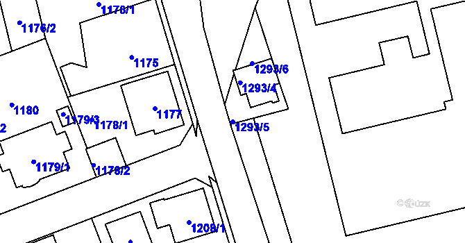 Parcela st. 1293/5 v KÚ Zbraslav, Katastrální mapa