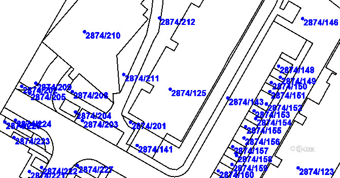 Parcela st. 2874/125 v KÚ Zbraslav, Katastrální mapa