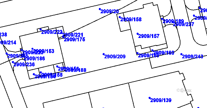 Parcela st. 2909/209 v KÚ Zbraslav, Katastrální mapa