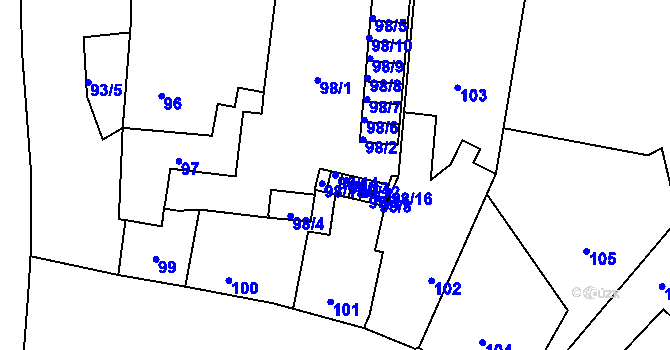 Parcela st. 98/14 v KÚ Zbraslav, Katastrální mapa