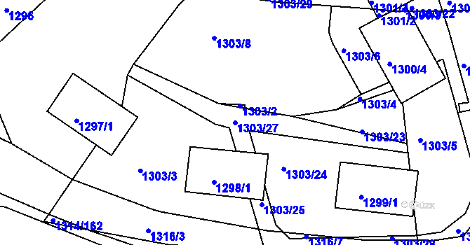 Parcela st. 1303/27 v KÚ Zbraslav, Katastrální mapa