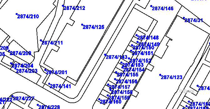 Parcela st. 2874/143 v KÚ Zbraslav, Katastrální mapa