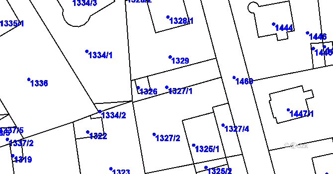 Parcela st. 1327/1 v KÚ Zbraslav, Katastrální mapa
