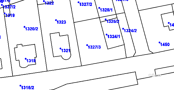 Parcela st. 1327/3 v KÚ Zbraslav, Katastrální mapa