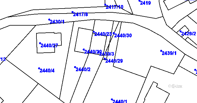 Parcela st. 2439/3 v KÚ Zbraslav, Katastrální mapa