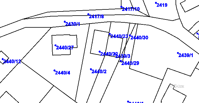 Parcela st. 2440/22 v KÚ Zbraslav, Katastrální mapa