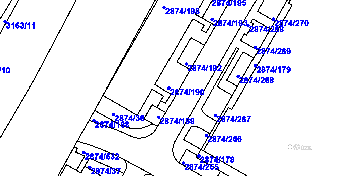 Parcela st. 2874/190 v KÚ Zbraslav, Katastrální mapa