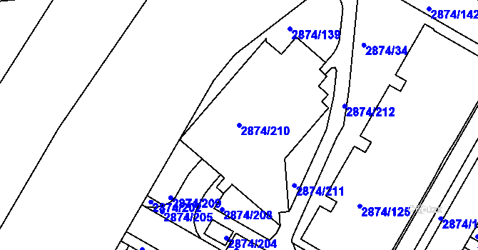 Parcela st. 2874/210 v KÚ Zbraslav, Katastrální mapa