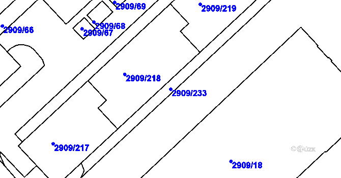 Parcela st. 2909/233 v KÚ Zbraslav, Katastrální mapa