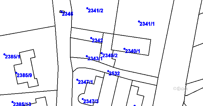 Parcela st. 2340/2 v KÚ Zbraslav, Katastrální mapa