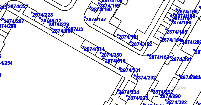 Parcela st. 2874/230 v KÚ Zbraslav, Katastrální mapa