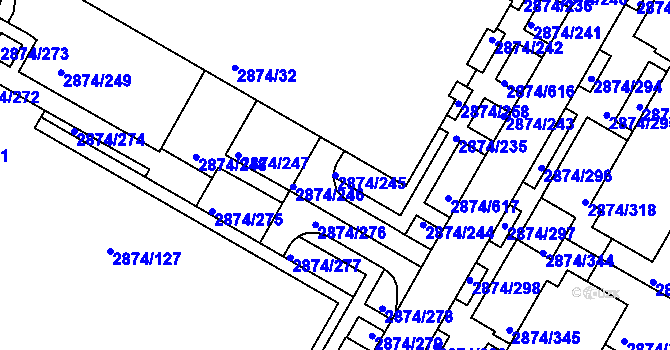 Parcela st. 2874/245 v KÚ Zbraslav, Katastrální mapa