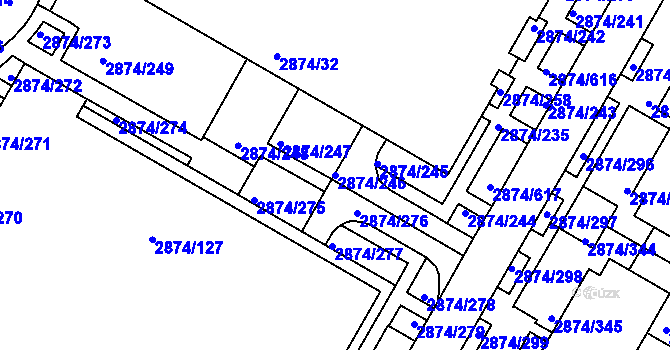 Parcela st. 2874/246 v KÚ Zbraslav, Katastrální mapa