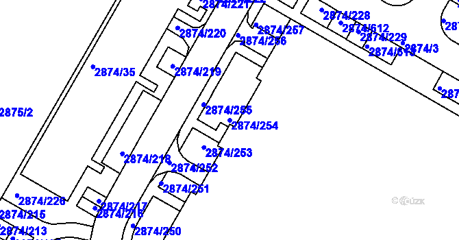 Parcela st. 2874/254 v KÚ Zbraslav, Katastrální mapa