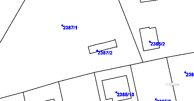 Parcela st. 2387/2 v KÚ Zbraslav, Katastrální mapa