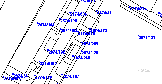 Parcela st. 2874/269 v KÚ Zbraslav, Katastrální mapa