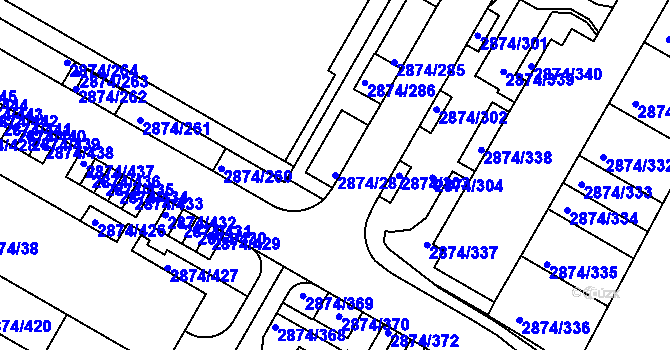 Parcela st. 2874/287 v KÚ Zbraslav, Katastrální mapa