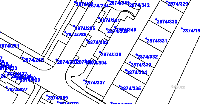 Parcela st. 2874/338 v KÚ Zbraslav, Katastrální mapa