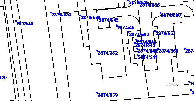 Parcela st. 2874/352 v KÚ Zbraslav, Katastrální mapa