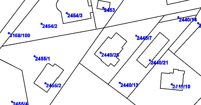 Parcela st. 2440/28 v KÚ Zbraslav, Katastrální mapa