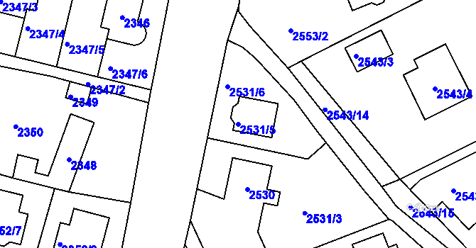 Parcela st. 2531/5 v KÚ Zbraslav, Katastrální mapa