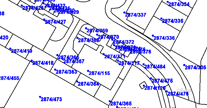 Parcela st. 2874/371 v KÚ Zbraslav, Katastrální mapa