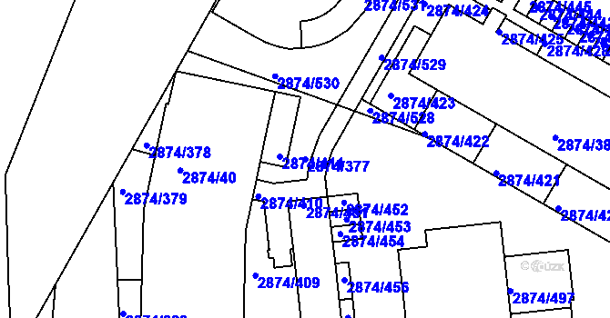 Parcela st. 2874/377 v KÚ Zbraslav, Katastrální mapa