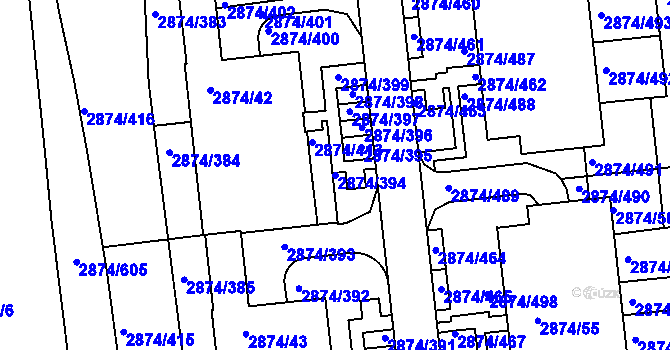 Parcela st. 2874/394 v KÚ Zbraslav, Katastrální mapa