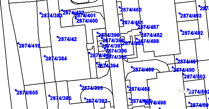 Parcela st. 2874/395 v KÚ Zbraslav, Katastrální mapa