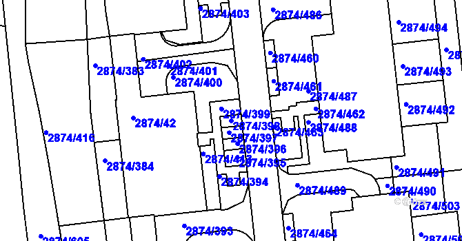 Parcela st. 2874/398 v KÚ Zbraslav, Katastrální mapa