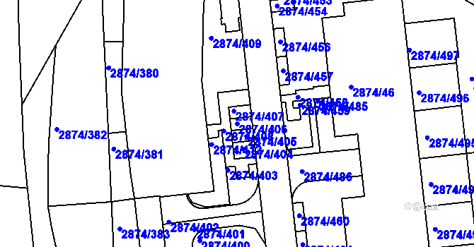 Parcela st. 2874/406 v KÚ Zbraslav, Katastrální mapa