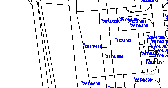 Parcela st. 2874/416 v KÚ Zbraslav, Katastrální mapa