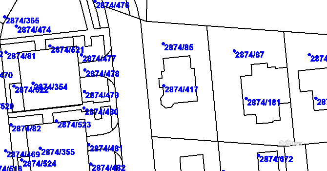 Parcela st. 2874/417 v KÚ Zbraslav, Katastrální mapa