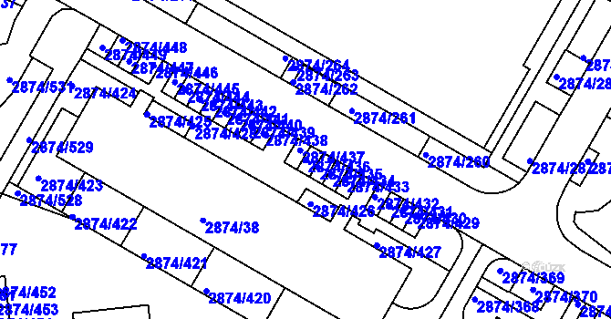 Parcela st. 2874/436 v KÚ Zbraslav, Katastrální mapa