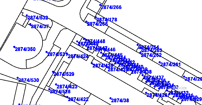 Parcela st. 2874/445 v KÚ Zbraslav, Katastrální mapa