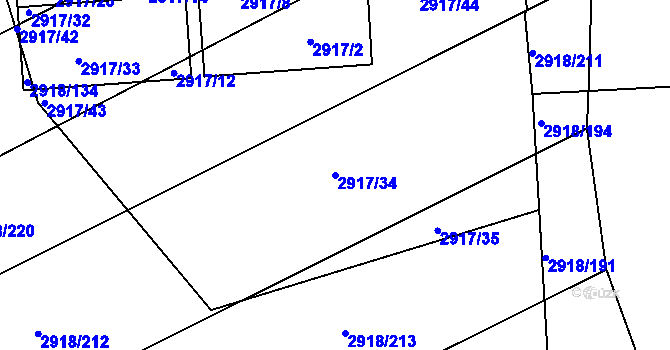 Parcela st. 2917/34 v KÚ Zbraslav, Katastrální mapa
