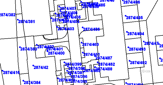 Parcela st. 2874/460 v KÚ Zbraslav, Katastrální mapa