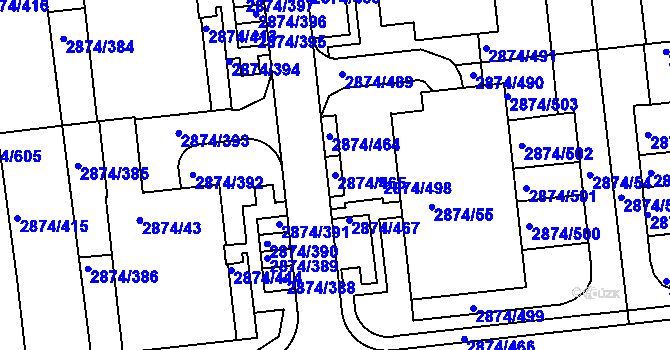 Parcela st. 2874/465 v KÚ Zbraslav, Katastrální mapa
