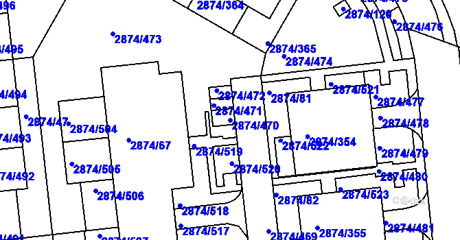 Parcela st. 2874/470 v KÚ Zbraslav, Katastrální mapa