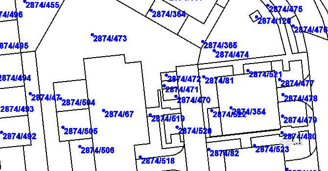 Parcela st. 2874/471 v KÚ Zbraslav, Katastrální mapa