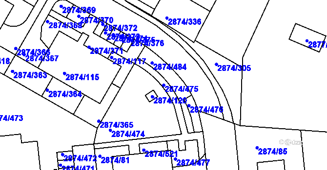 Parcela st. 2874/475 v KÚ Zbraslav, Katastrální mapa