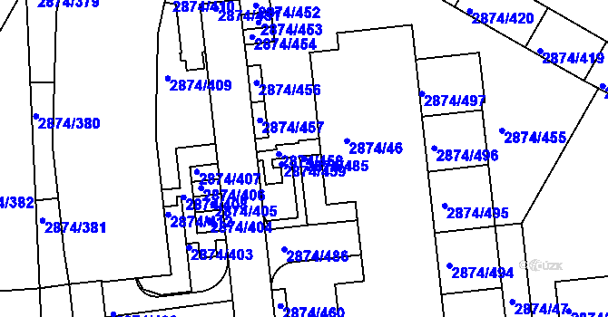 Parcela st. 2874/485 v KÚ Zbraslav, Katastrální mapa