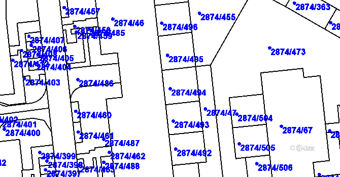 Parcela st. 2874/494 v KÚ Zbraslav, Katastrální mapa