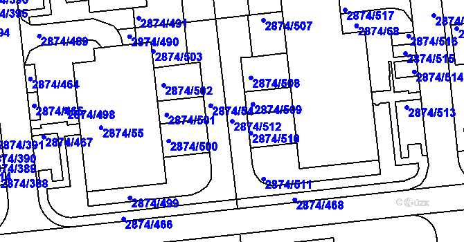 Parcela st. 2874/512 v KÚ Zbraslav, Katastrální mapa