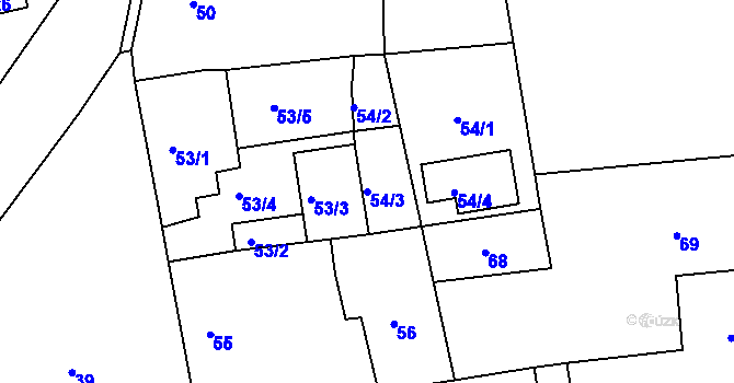 Parcela st. 54/3 v KÚ Zbraslav, Katastrální mapa
